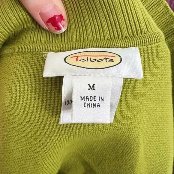 Talbots Green Button Up Knit Cardigan Size M Jacket Blazer - Picture 6 of 7